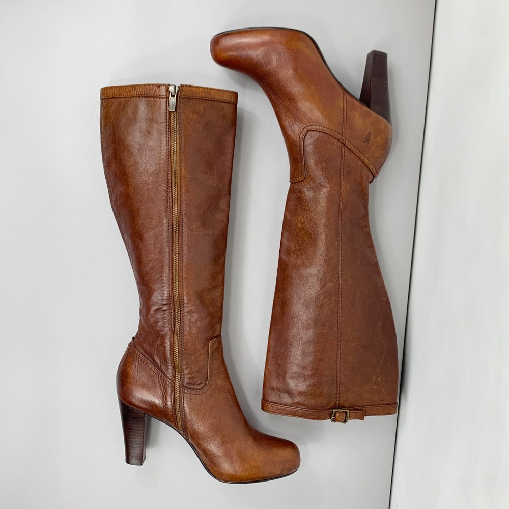 FRYE Leather Miranda Zip Boots in Cognac - Picture 5 of 10